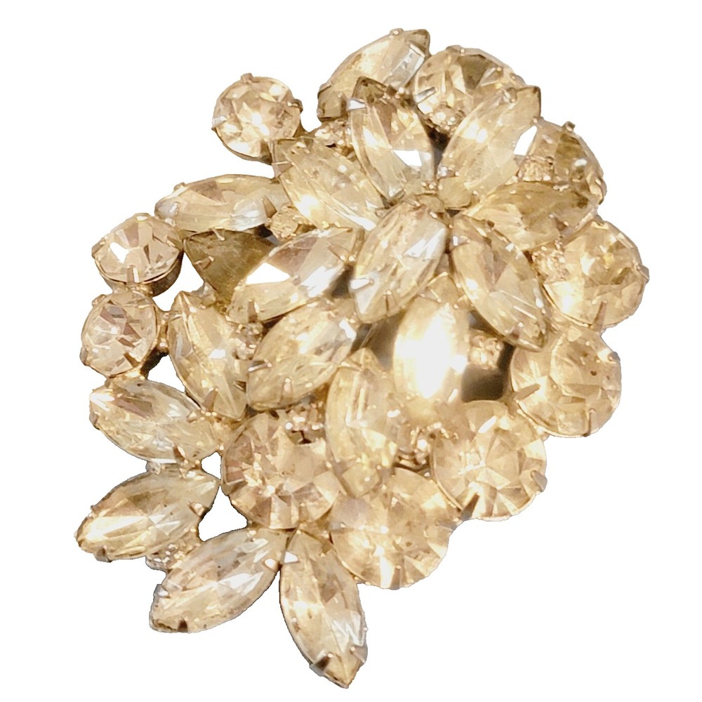 Vintage Clear Brooch Juliana D&E Domed Layered Rhinestone Flower Pin